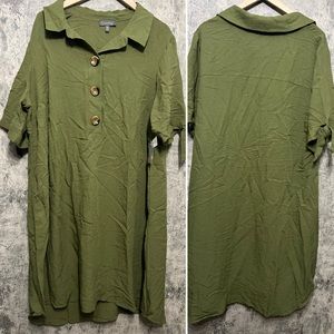 Luxology Olive Green Shirt Dress with Tie Sleeves
